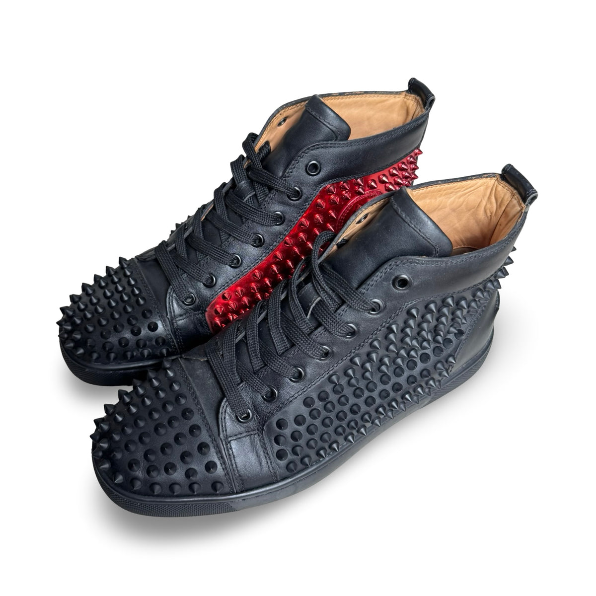 Christian louboutin louis black/red spike hightops
