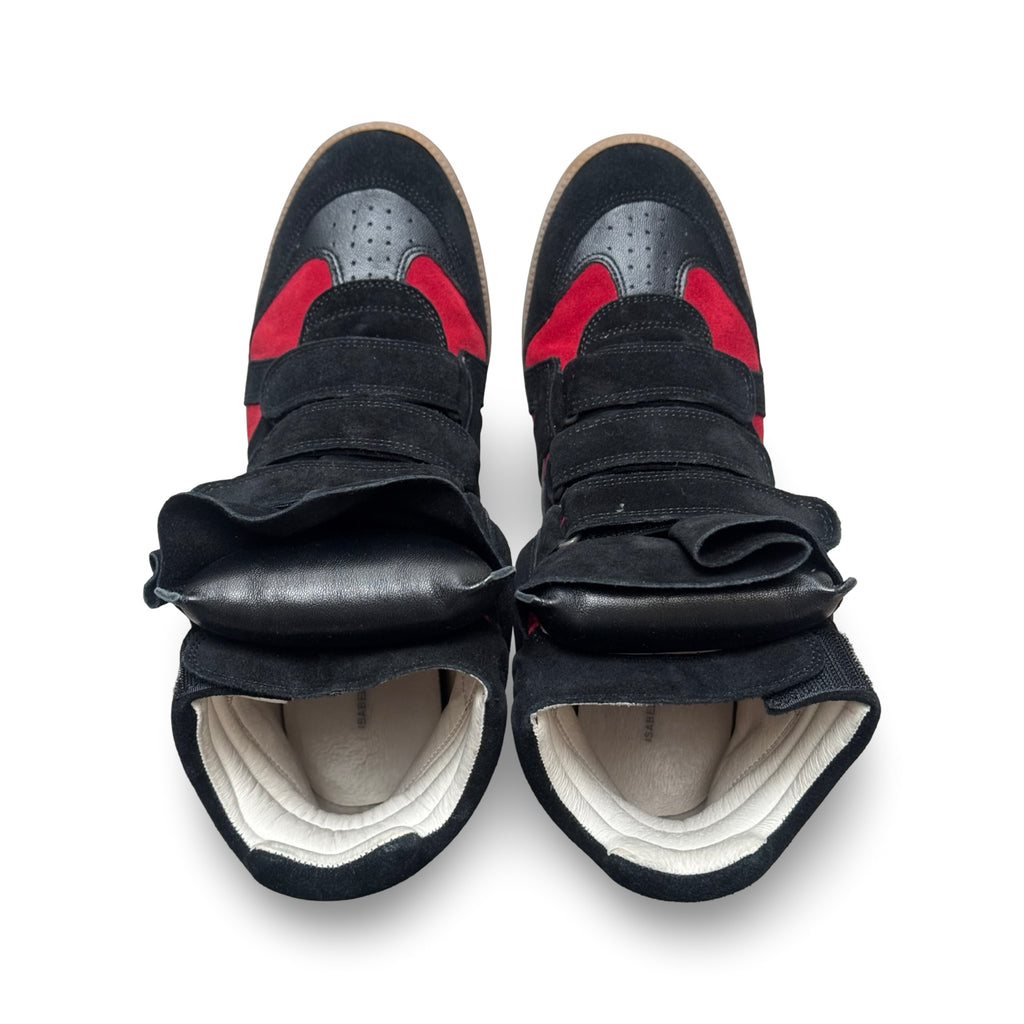 isabel marant bekett black/red wedge sneakers