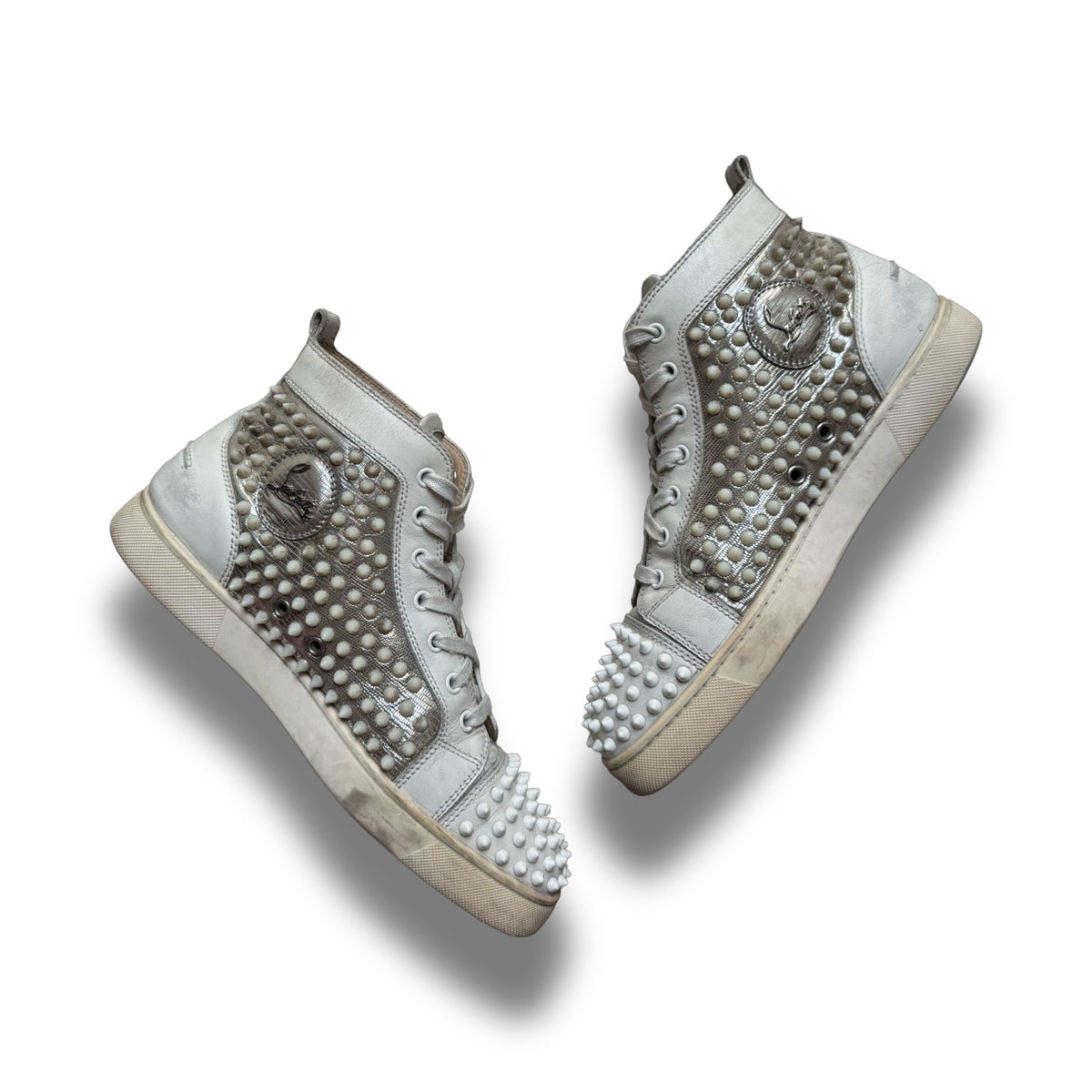 Christian Louboutin louis white/silver spike hightops
