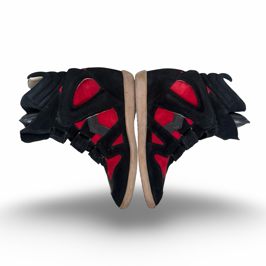 isabel marant bekett black/red wedge sneakers