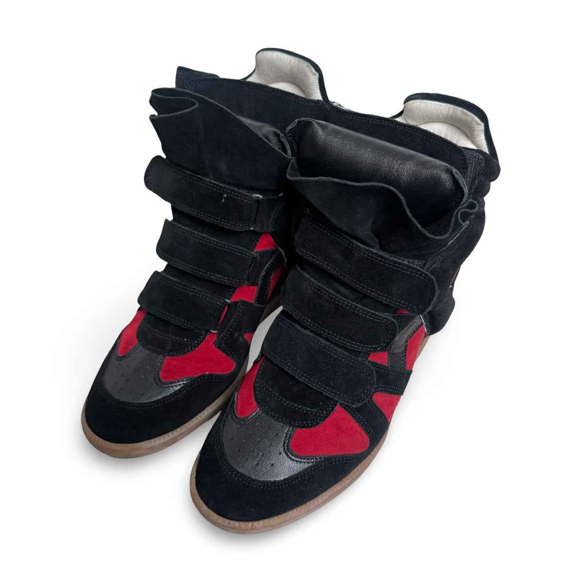 isabel marant bekett black/red wedge sneakers