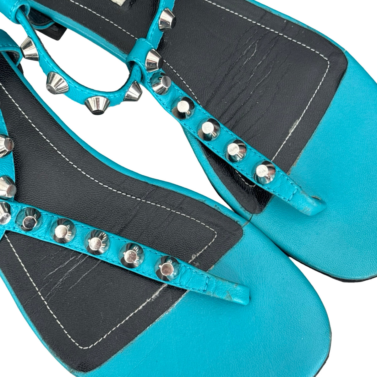 balenciaga turquoise arena t-strap sandals