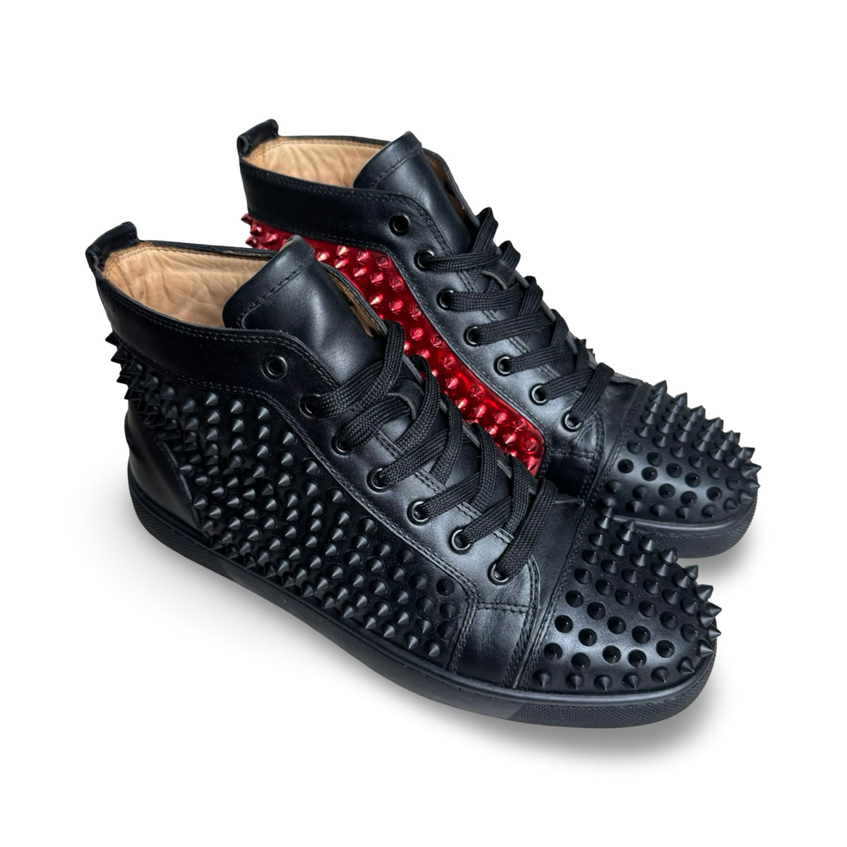 Christian louboutin louis black/red spike hightops