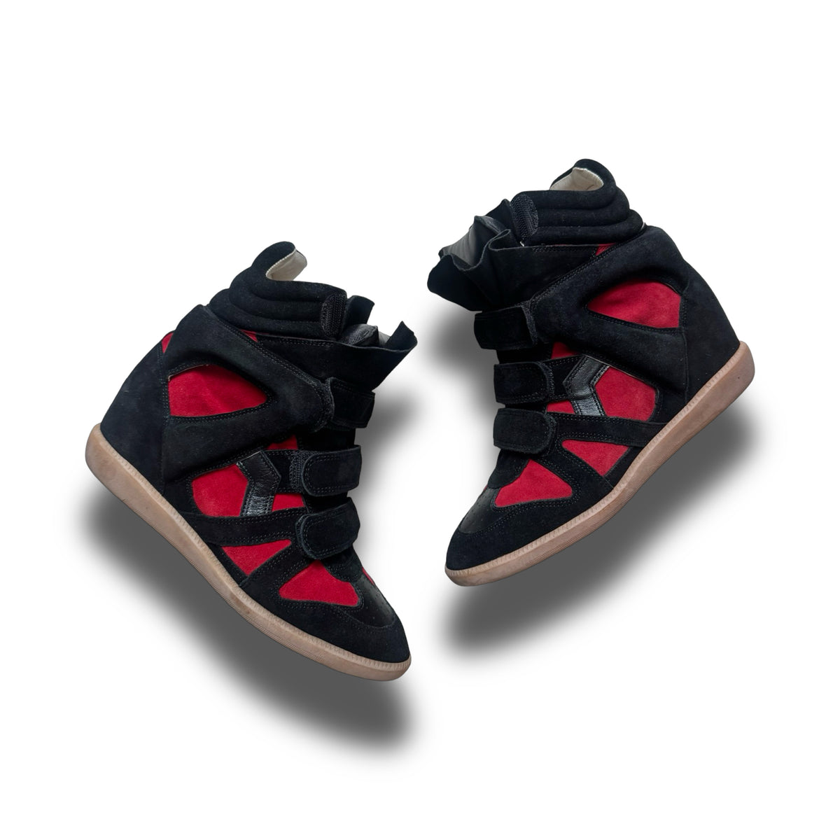isabel marant bekett black/red wedge sneakers