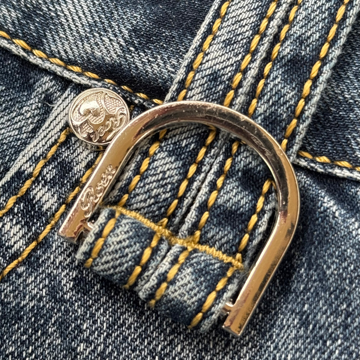 roen 2000s double skull pocket distressed denim jeans