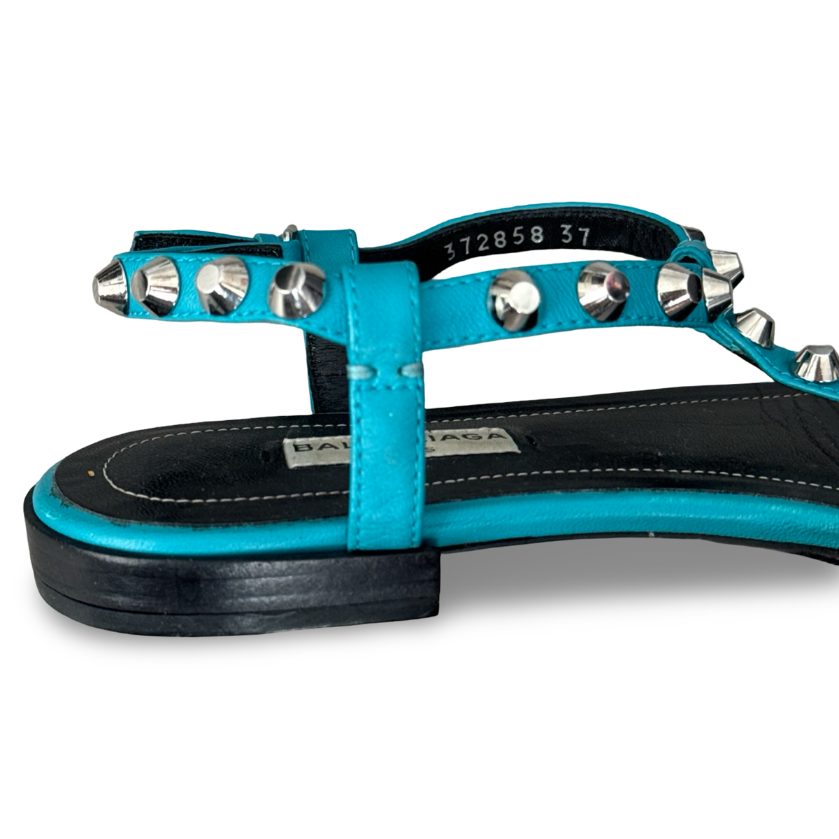 balenciaga turquoise arena t-strap sandals
