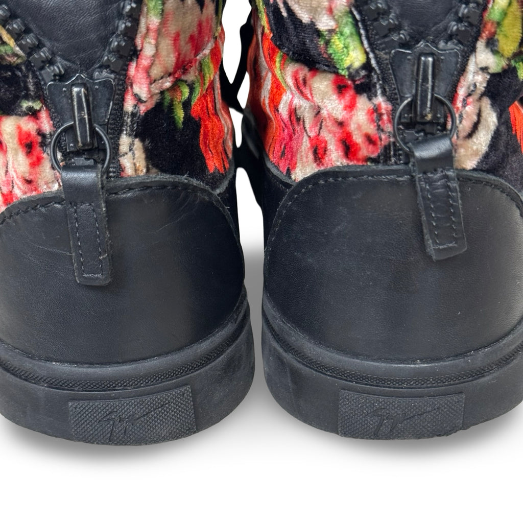 guiseppe zanotti rose velvet black leather limited edition hightops