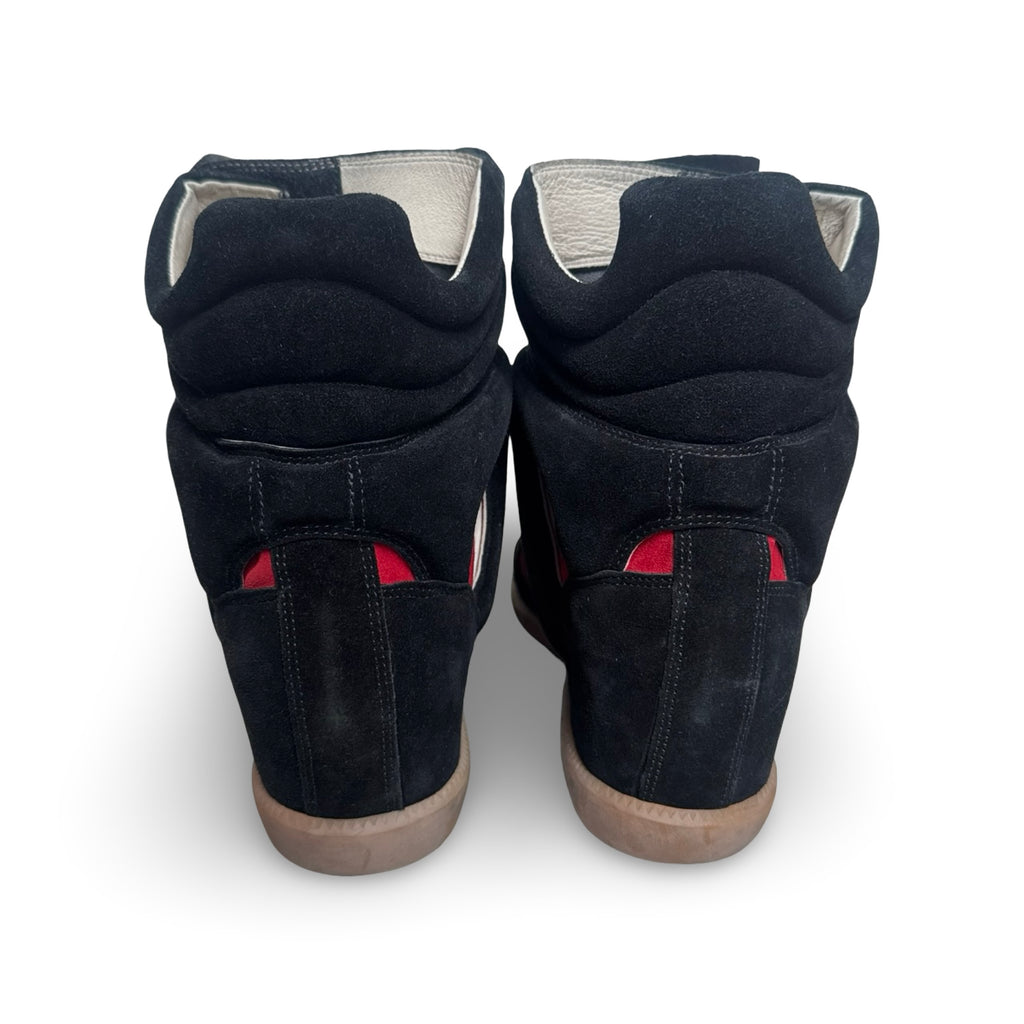 isabel marant bekett black/red wedge sneakers