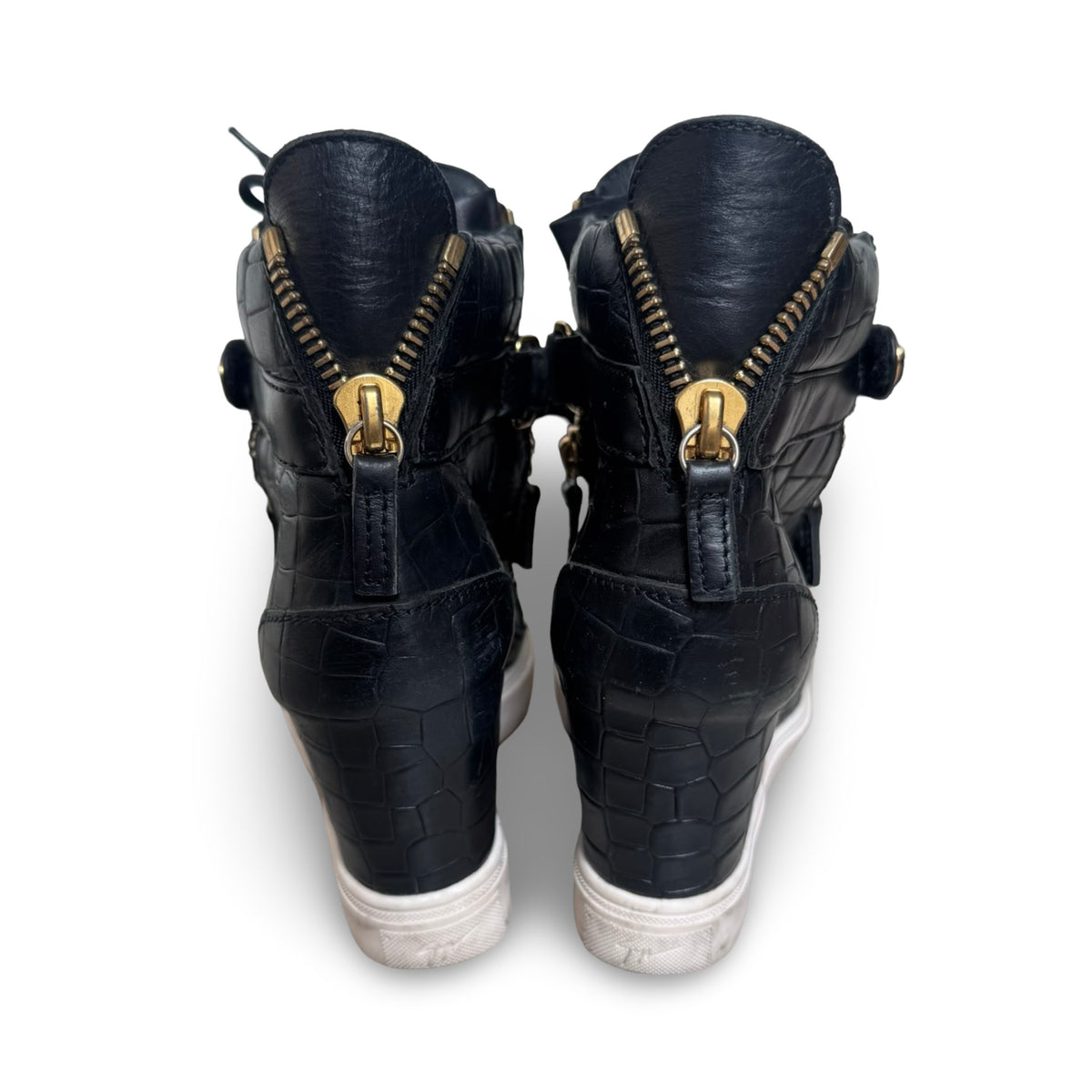 Guiseppe zanotti black croc wedge sneakers
