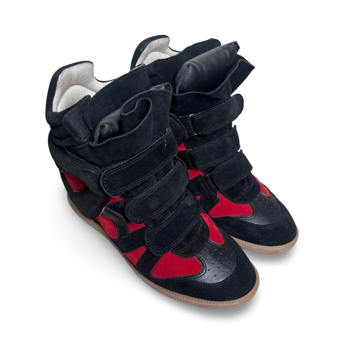 isabel marant bekett black/red wedge sneakers