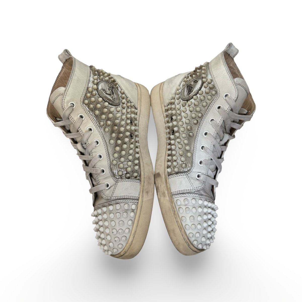 Christian Louboutin louis white/silver spike hightops