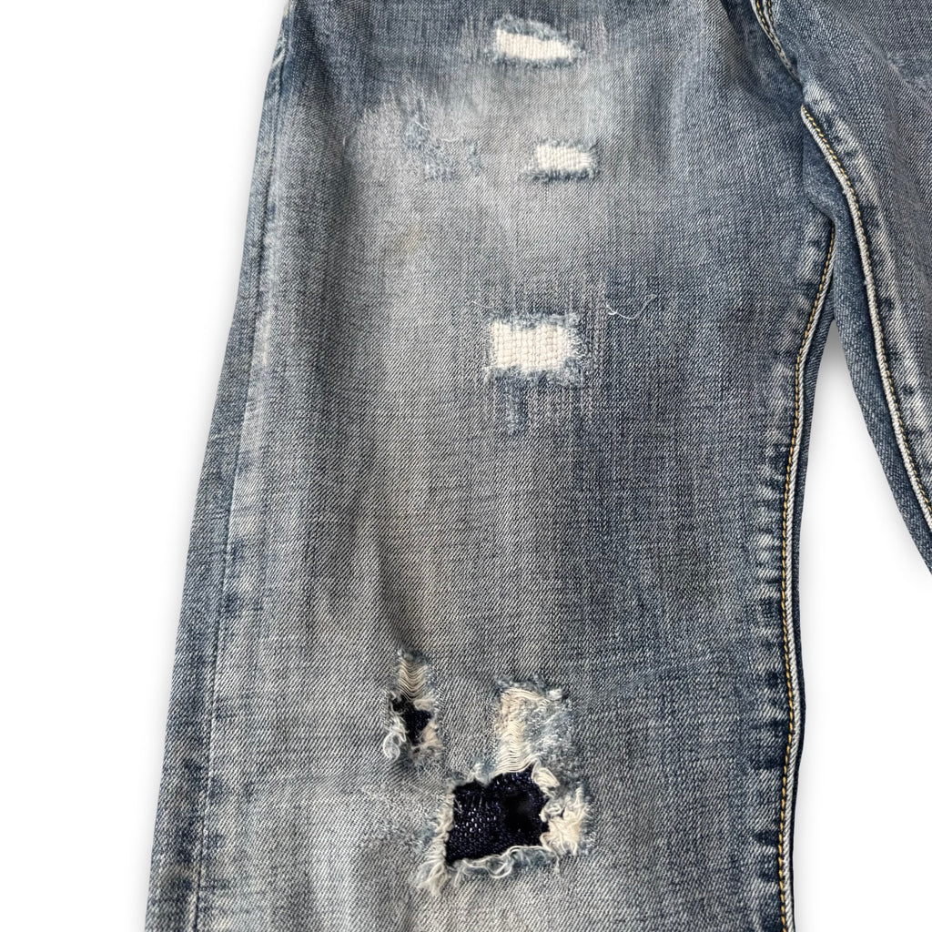 roen 2000s double skull pocket distressed denim jeans