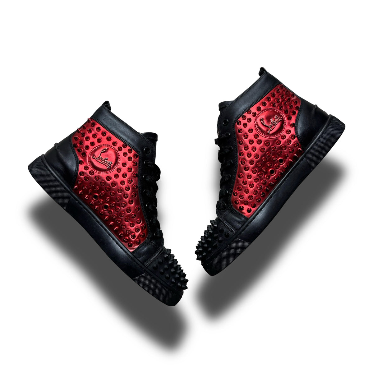 Christian louboutin louis black/red spike hightops
