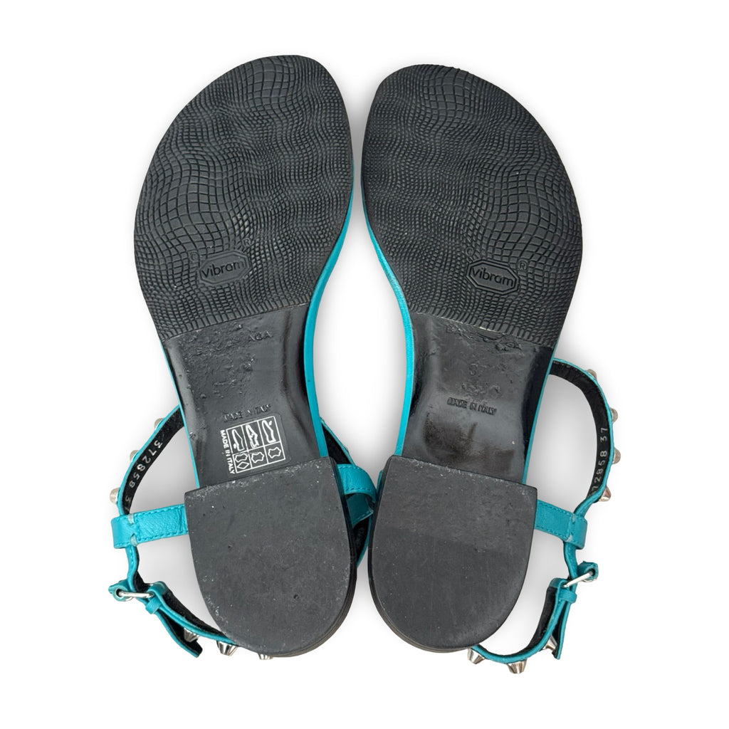 balenciaga turquoise arena t-strap sandals