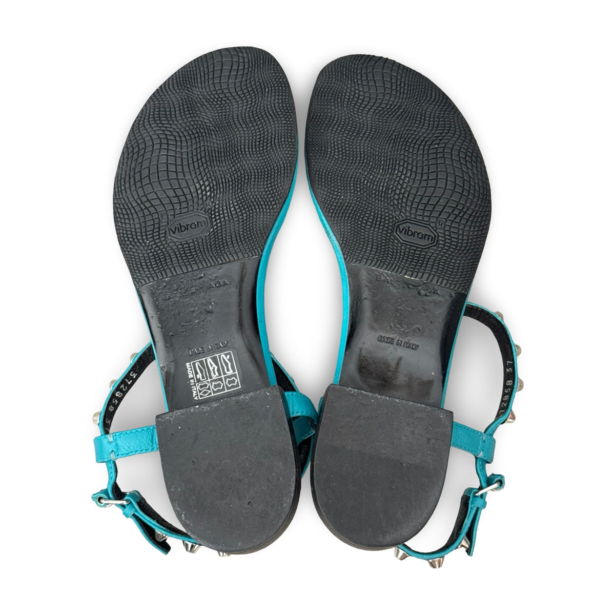 balenciaga turquoise arena t-strap sandals