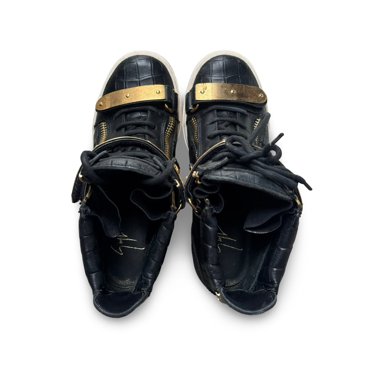 Guiseppe zanotti black croc wedge sneakers