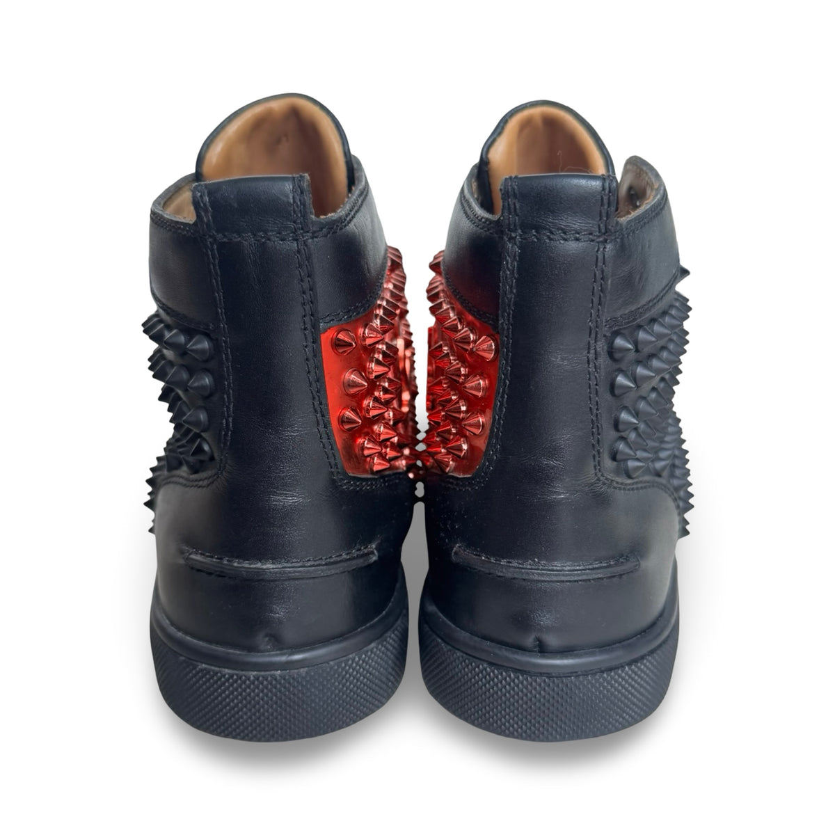 Christian louboutin louis black/red spike hightops